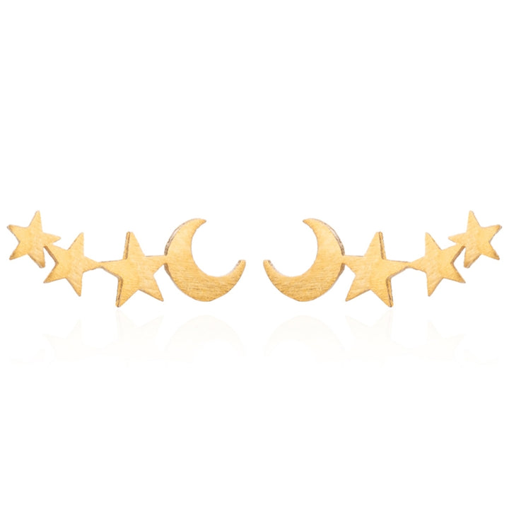 Simple Moon Star Stud Earrings for Women Birthday Gift Jewelry, Gold, Rose Gold, Silver