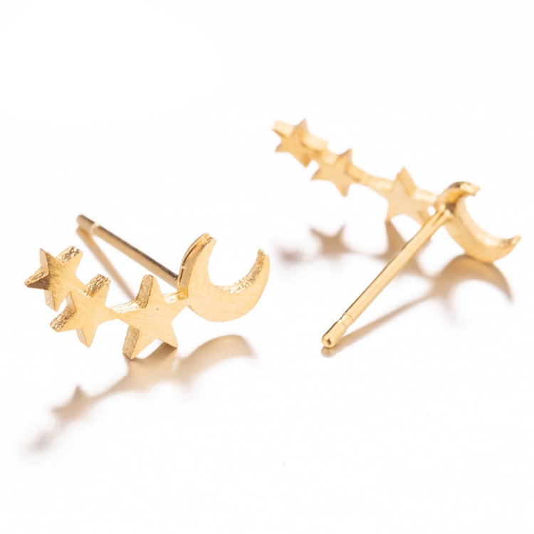 Simple Moon Star Stud Earrings for Women Birthday Gift Jewelry, Gold, Rose Gold, Silver