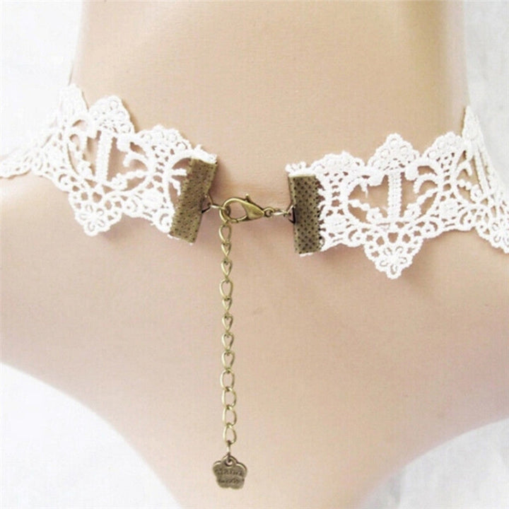 Women Fashion Elegant Vintage Imitation Pearl White Lace Choker Necklaces Bridal Jewelry