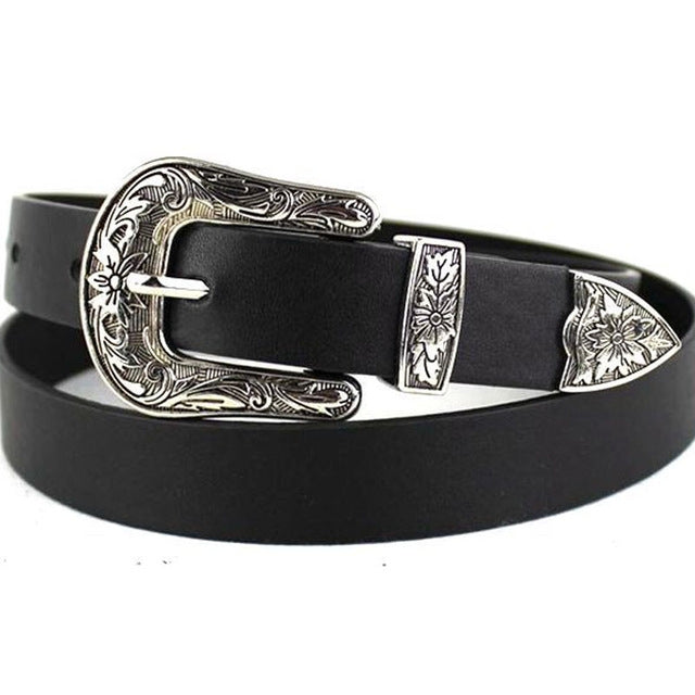 Women Black Leather Western Cowgirl Waist Metal Buckle Waistband New Hot, Gold single button black bottom, Gold double buckle black bottom, Silver single button black bottom, Silver double buckle black bottom, Widened gold double buckle black bottom