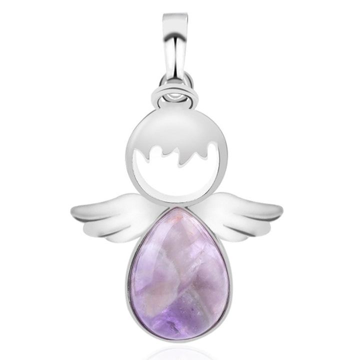 Women Angel Wings Pendants Natural Crystal Stone Necklaces