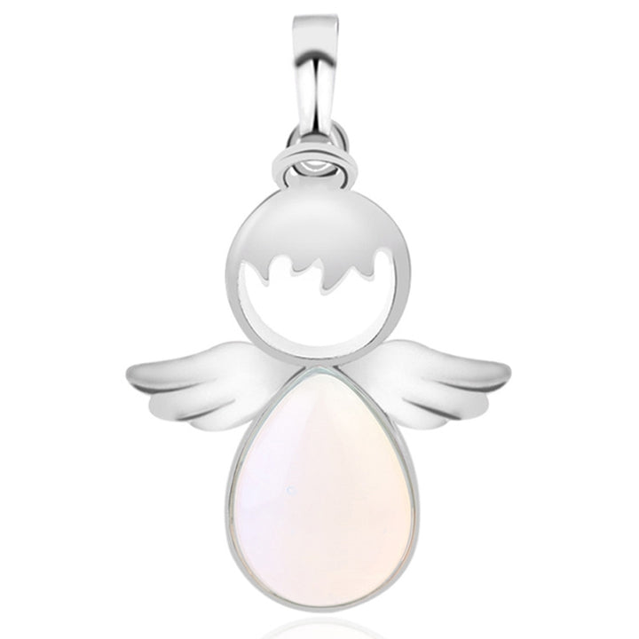 Women Angel Wings Pendants Natural Crystal Stone Necklaces