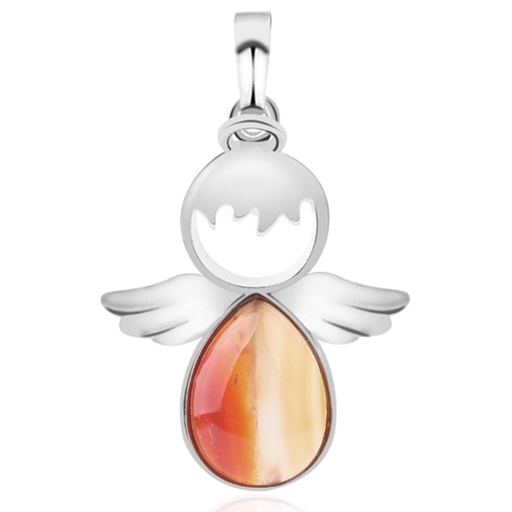 Women Angel Wings Pendants Natural Crystal Stone Necklaces