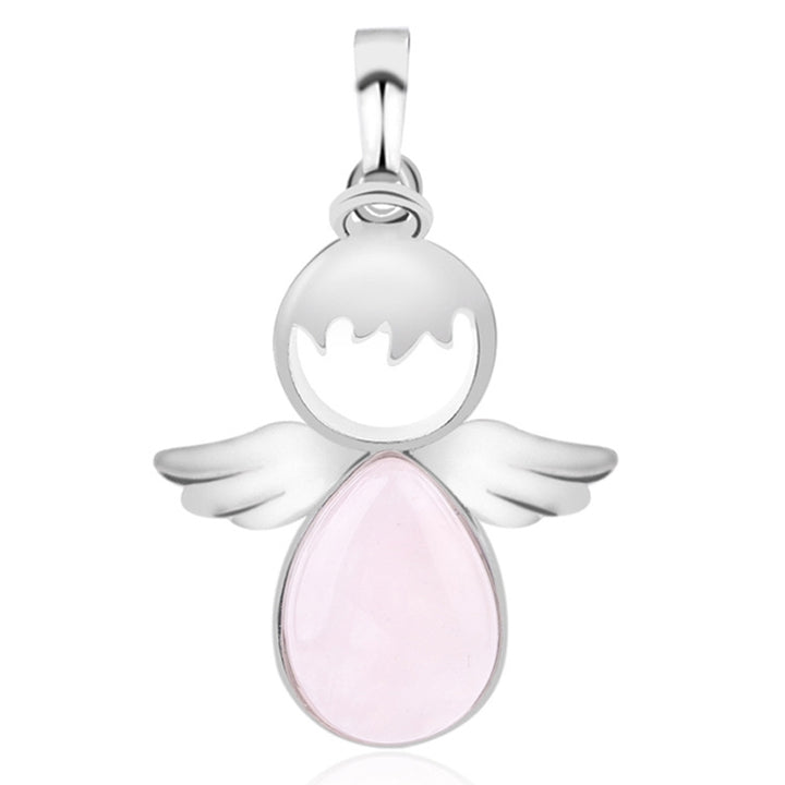 Women Angel Wings Pendants Natural Crystal Stone Necklaces