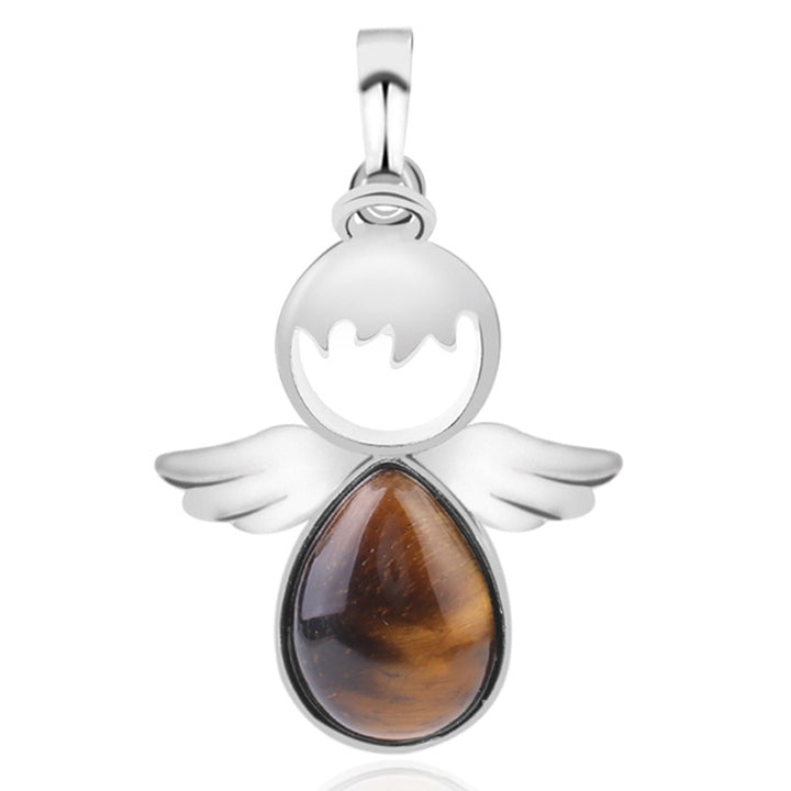 Women Angel Wings Pendants Natural Crystal Stone Necklaces