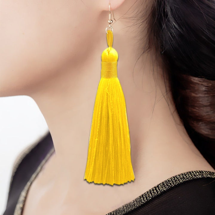 3 PCS Women Boho Fashion Long Tassel Earrings, Black, Blue, Yellow, Purple, Red, Pink, White, Multicolor, wine red, rose red, green, grey, deep coffee, coffee