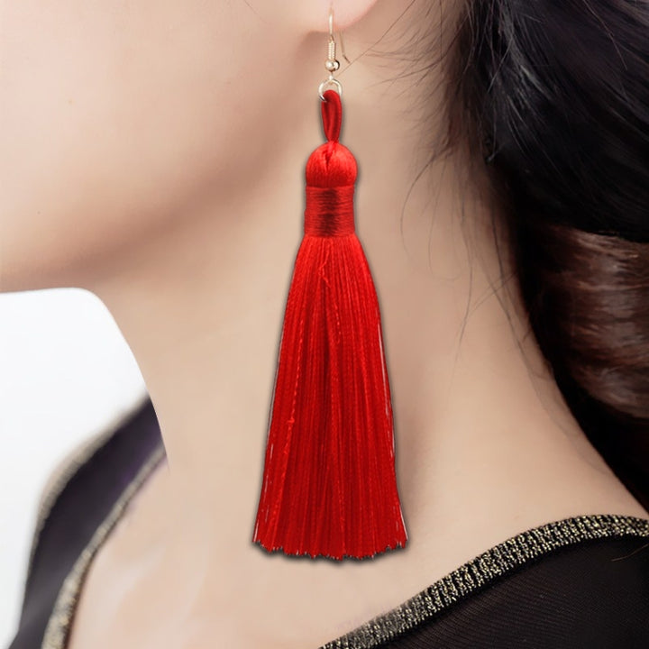 3 PCS Women Boho Fashion Long Tassel Earrings, Black, Blue, Yellow, Purple, Red, Pink, White, Multicolor, wine red, rose red, green, grey, deep coffee, coffee