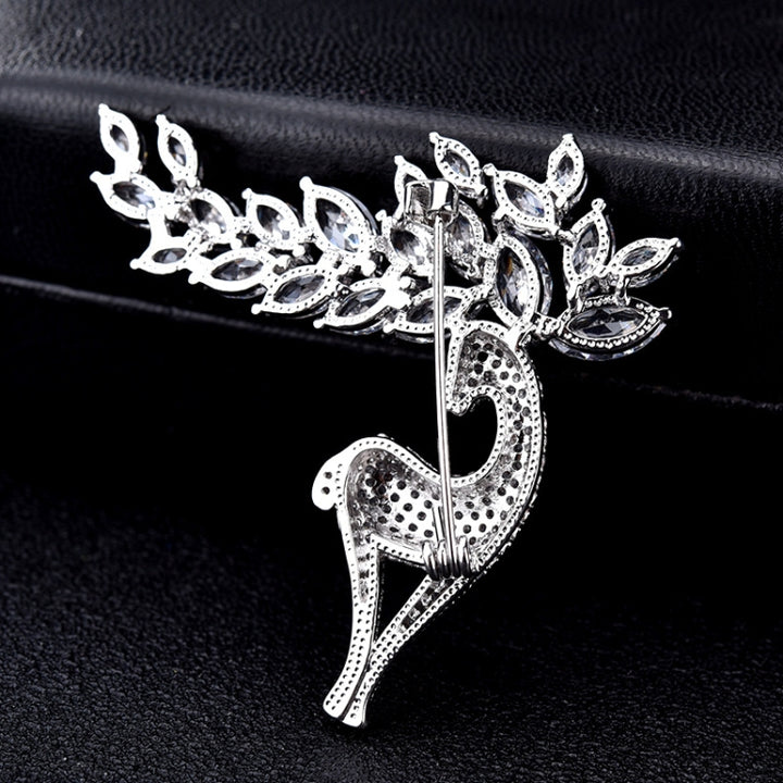 Women Fashion Crystal Zircon Cute Deer Brooch, Cute Deer