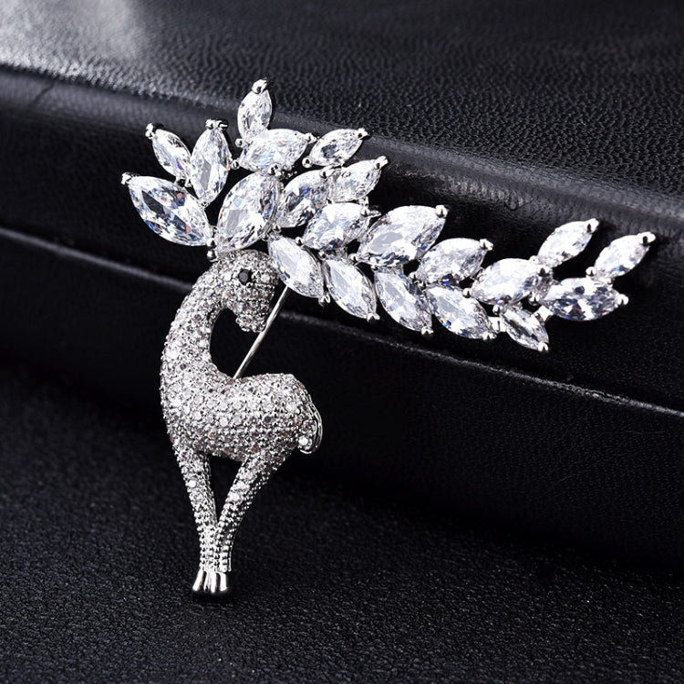 Women Fashion Crystal Zircon Cute Deer Brooch, Cute Deer