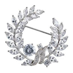 Olive Branch Grass Ring Zircon Brooch Exquisite Accessories Medal Fashion Brooch Coat Sweater Pin, Olive Branch Grass