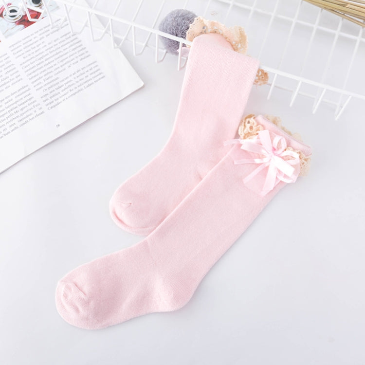 Lace Bow Princess Socks Cotton Girl High Knee Socks, S, M