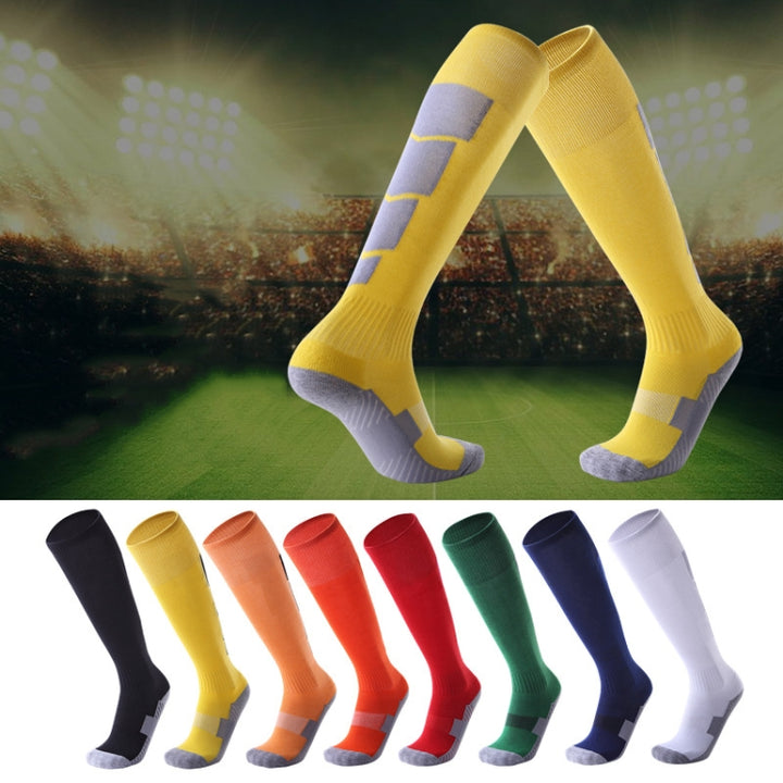 Adult Non-Slip Over-Knee Football Socks Thick Comfortable Wear-Resistant High Knee Socks, Black, White, Red, Yellow, Orange Black, Grass Green, Sapphire, Tangerine, Blue Grey, White Grey, Yellow Black