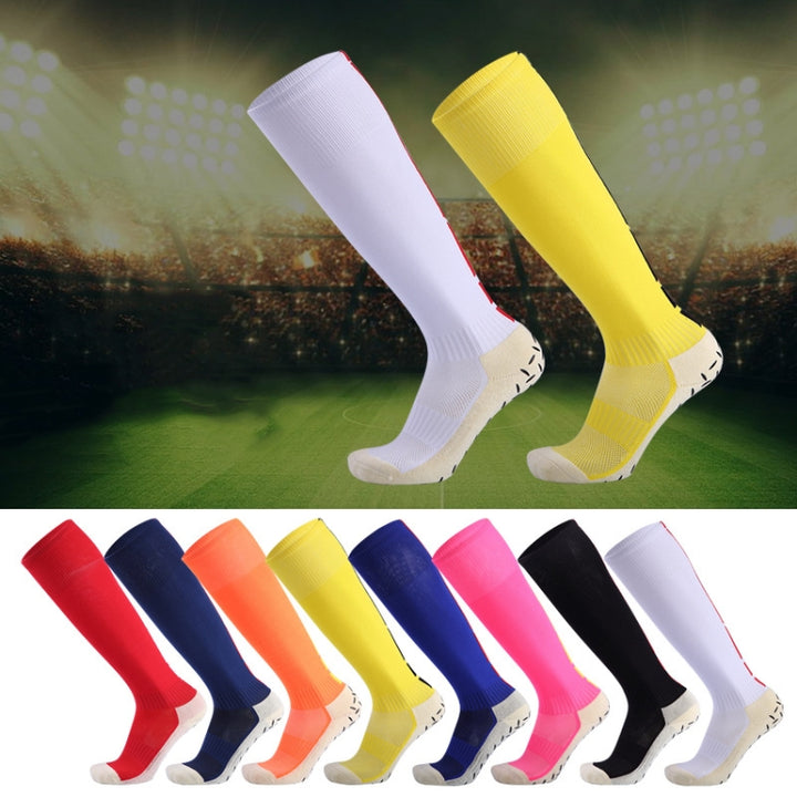 Thick Non-Slip High Knee Socks Breathable Comfortable Wear-Resistant Man Football Socks, Black, White, Yellow, Light Blue, Deep Blue, Orange, Red, Pink