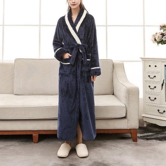 Couple Models Thick Warm Long Paragraph Large Size Terry Cloth Bathrobe, Female M, Male M, Female XL, Male XL, Female XXXL, Male XXXL