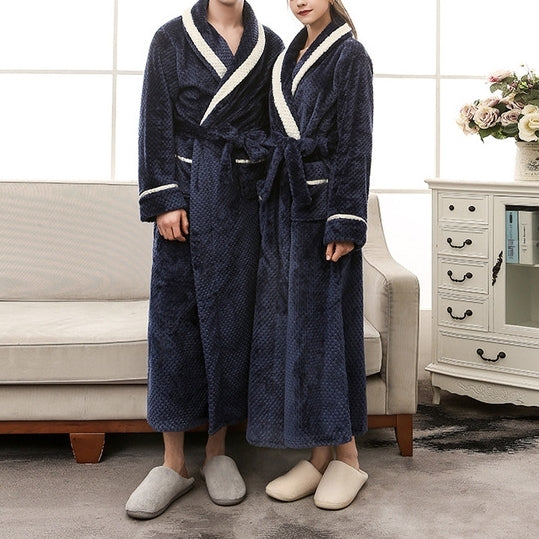 Couple Models Thick Warm Long Paragraph Large Size Terry Cloth Bathrobe, Female M, Male M, Female XL, Male XL, Female XXXL, Male XXXL