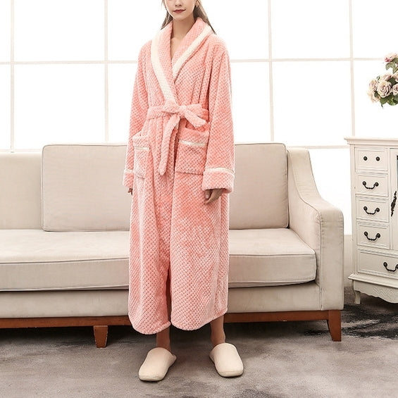 Couple Models Thick Warm Long Paragraph Large Size Terry Cloth Bathrobe, Female M, Male M, Female XL, Male XL, Female XXXL, Male XXXL