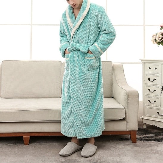 Couple Models Thick Warm Long Paragraph Large Size Terry Cloth Bathrobe, Female M, Male M, Female XL, Male XL, Female XXXL, Male XXXL