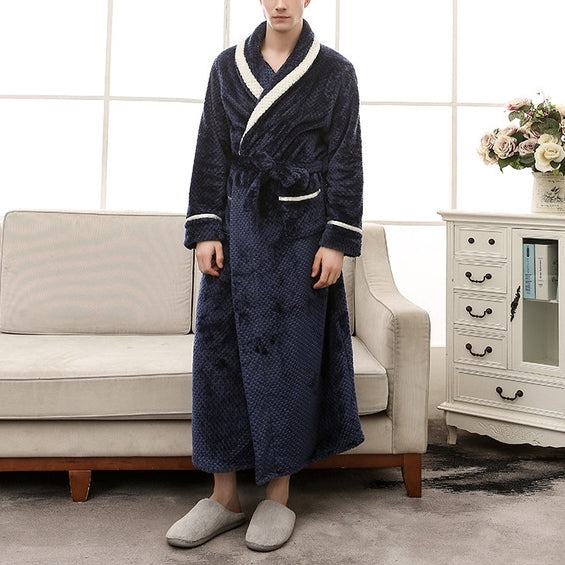 Couple Models Thick Warm Long Paragraph Large Size Terry Cloth Bathrobe, Female M, Male M, Female XL, Male XL, Female XXXL, Male XXXL