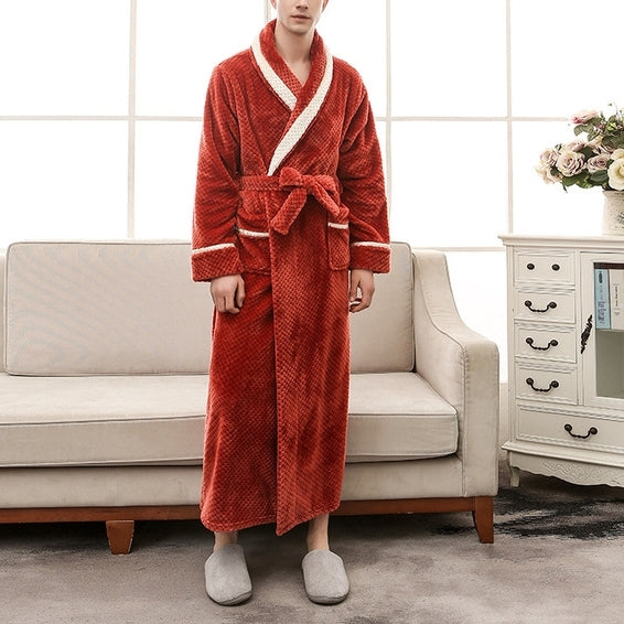 Couple Models Thick Warm Long Paragraph Large Size Terry Cloth Bathrobe, Female M, Male M, Female XL, Male XL, Female XXXL, Male XXXL