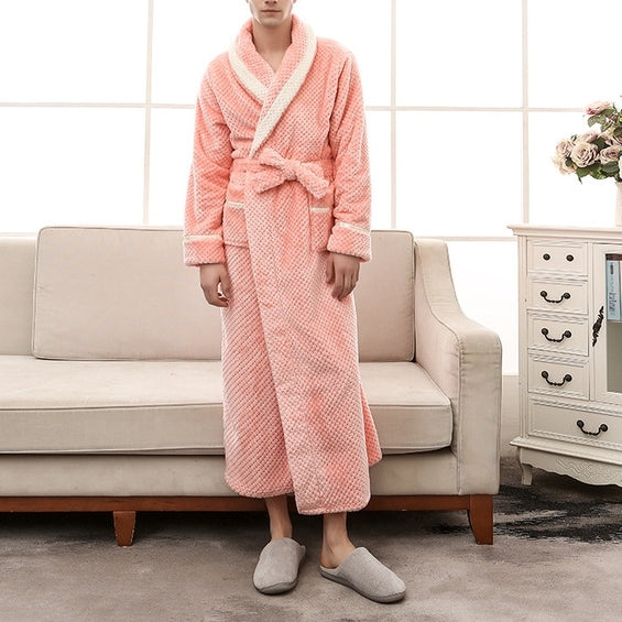 Couple Models Thick Warm Long Paragraph Large Size Terry Cloth Bathrobe, Female M, Male M, Female XL, Male XL, Female XXXL, Male XXXL