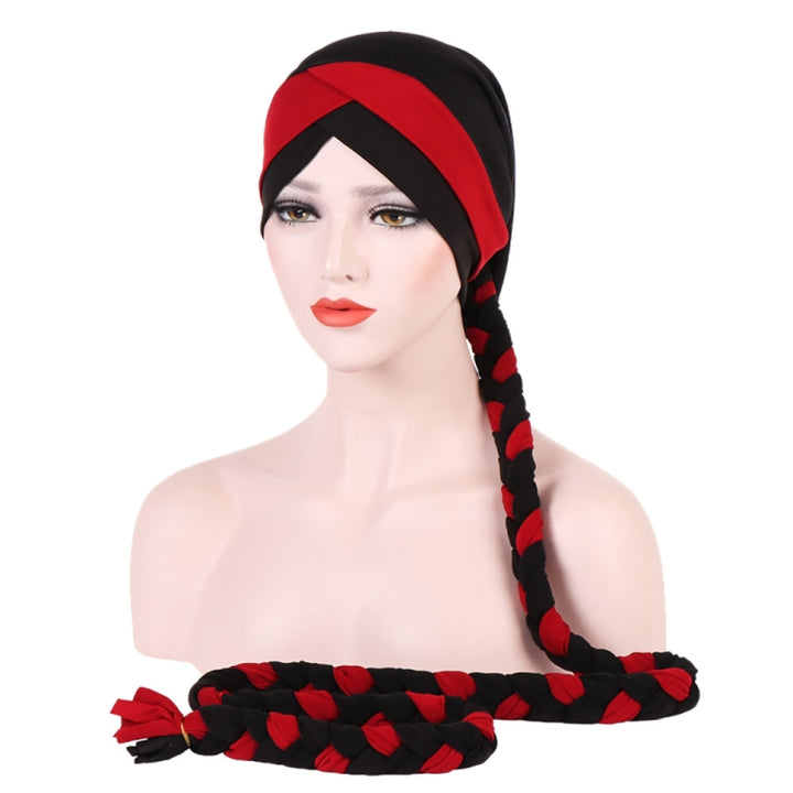 Two-color Braided Milk Silk Turban Cap, M（56-58cm）