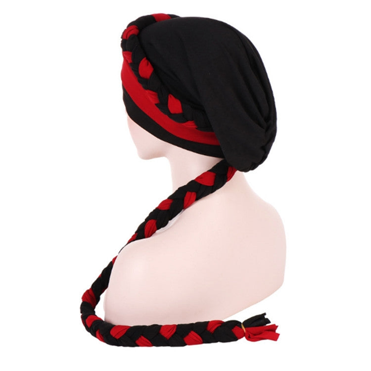 Two-color Braided Milk Silk Turban Cap, M（56-58cm）