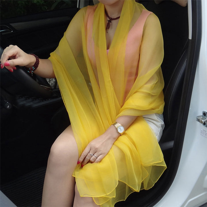 Summer Ultra-thin Chiffon Silk Scarf Air Conditioning Shawl Sunscreen Scarf, 190 x 120cm