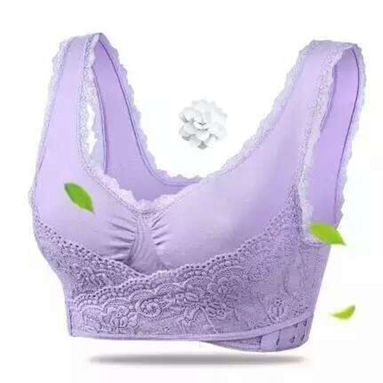 Front Cross Side Buckle Wireless Lace Bra Breathable Sport For Women, M, L, XL