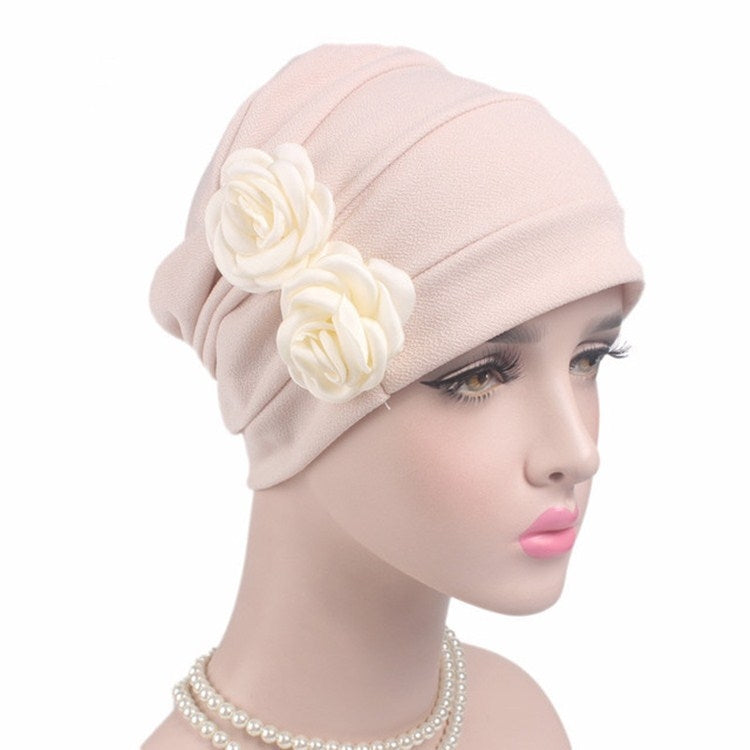 Flower Wrinkled Pull-over Confinement Chemotherapy Cap, One  Size