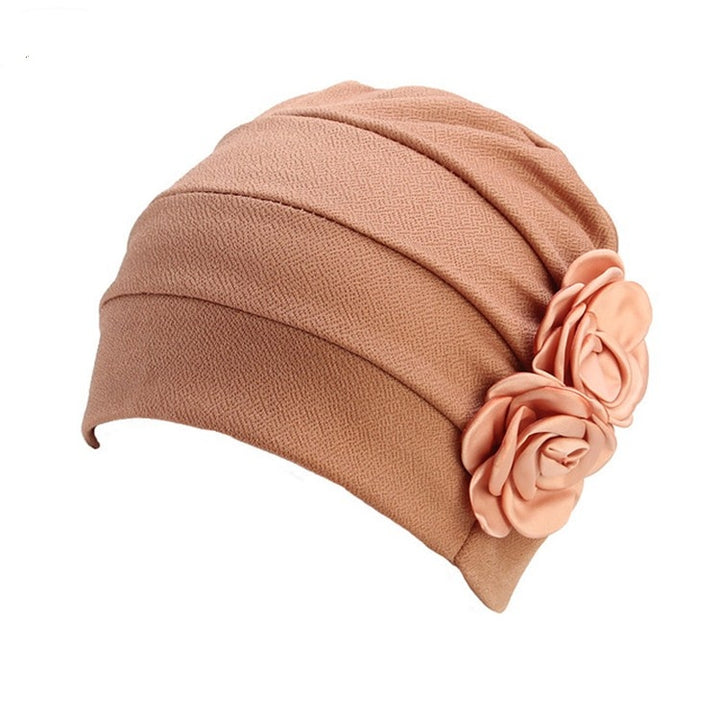 Flower Wrinkled Pull-over Confinement Chemotherapy Cap, One  Size