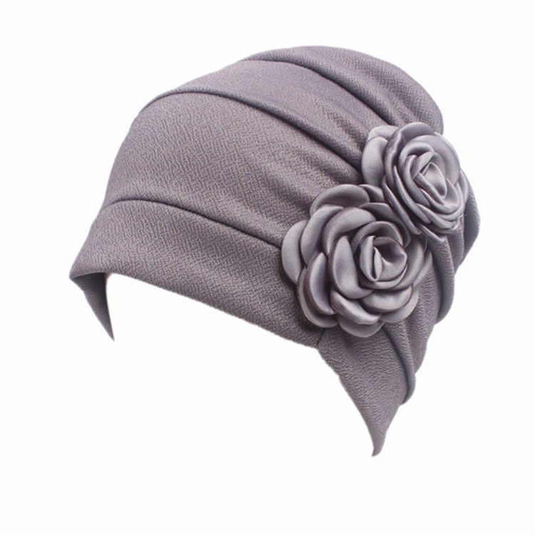 Flower Wrinkled Pull-over Confinement Chemotherapy Cap, One  Size