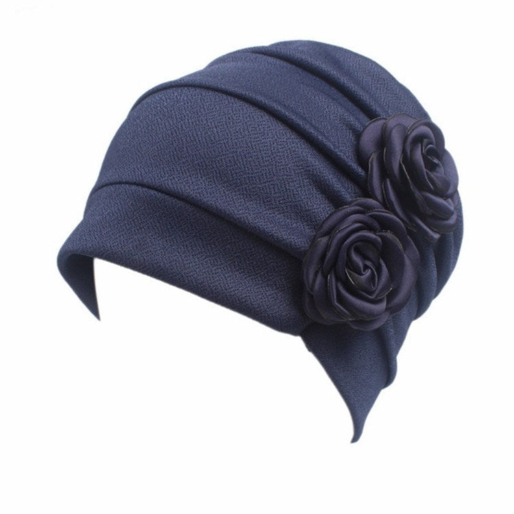 Flower Wrinkled Pull-over Confinement Chemotherapy Cap, One  Size