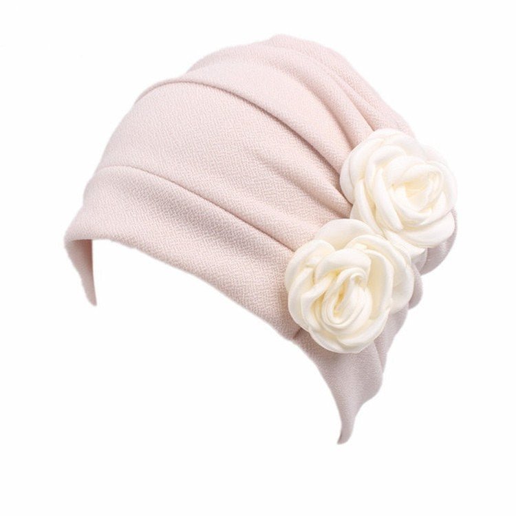 Flower Wrinkled Pull-over Confinement Chemotherapy Cap, One  Size