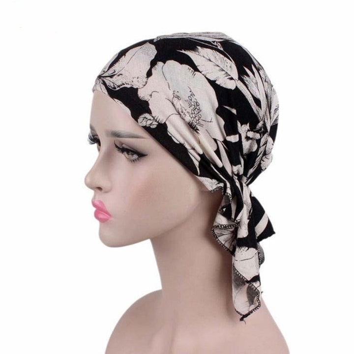 Stretch Cotton Printed Turban Cap Chemotherapy Cap Toe Cap, One Size