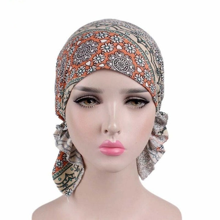 Stretch Cotton Printed Turban Cap Chemotherapy Cap Toe Cap, One Size