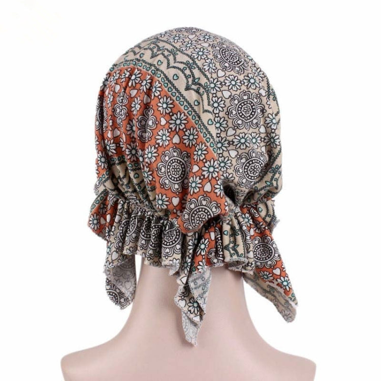 Stretch Cotton Printed Turban Cap Chemotherapy Cap Toe Cap, One Size