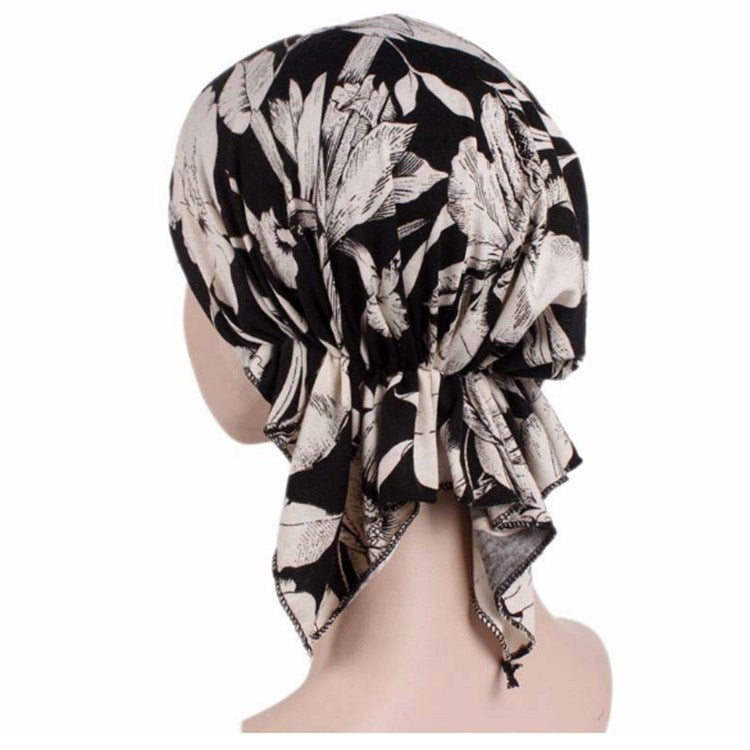 Stretch Cotton Printed Turban Cap Chemotherapy Cap Toe Cap, One Size