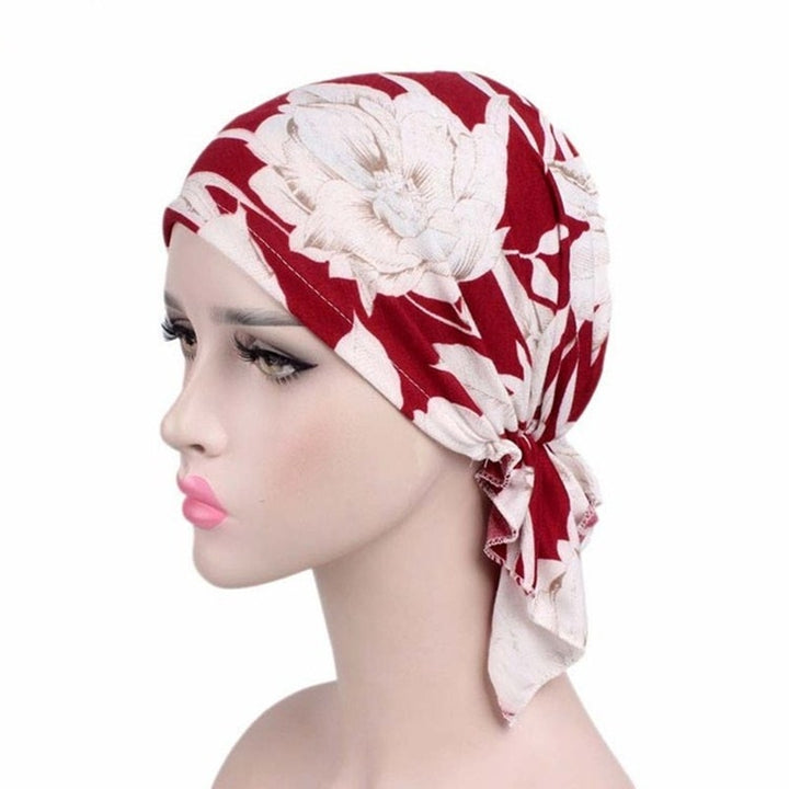 Stretch Cotton Printed Turban Cap Chemotherapy Cap Toe Cap, One Size