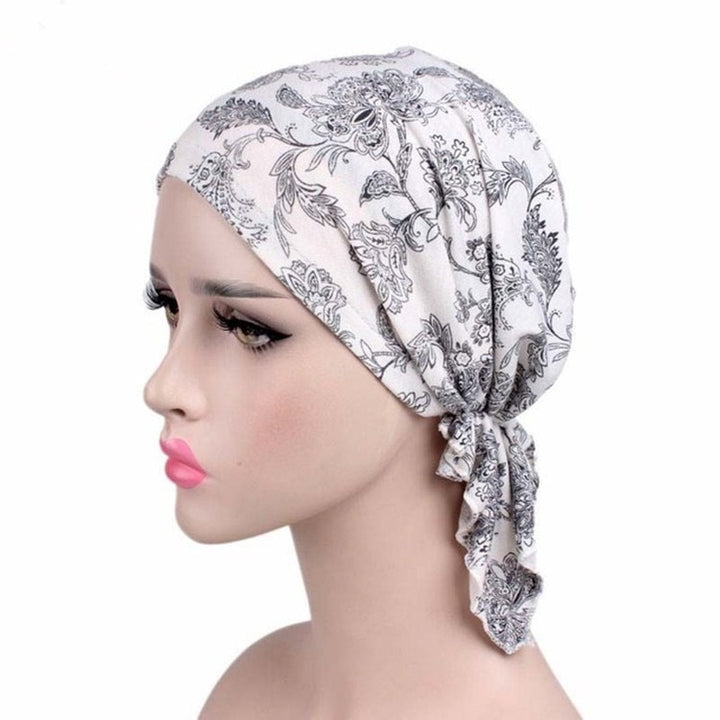 Stretch Cotton Printed Turban Cap Chemotherapy Cap Toe Cap, One Size