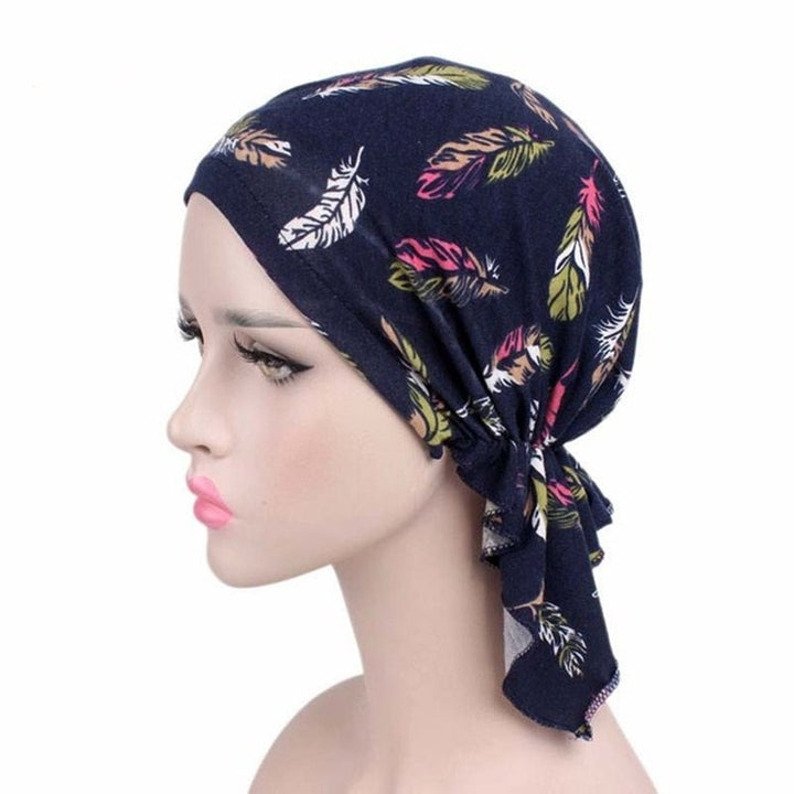 Stretch Cotton Printed Turban Cap Chemotherapy Cap Toe Cap, One Size