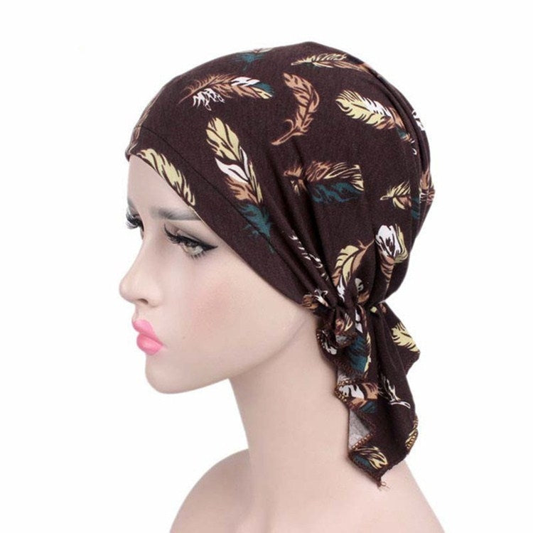 Stretch Cotton Printed Turban Cap Chemotherapy Cap Toe Cap, One Size