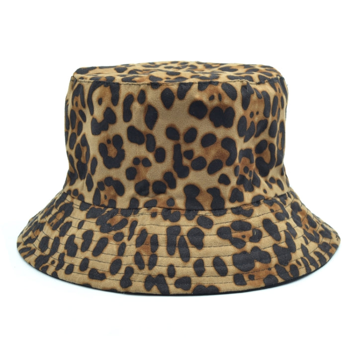 Leopard Double-sided Wearable Fisherman Hat Outdoor Sun Hat Retro Basin Hat, One Size