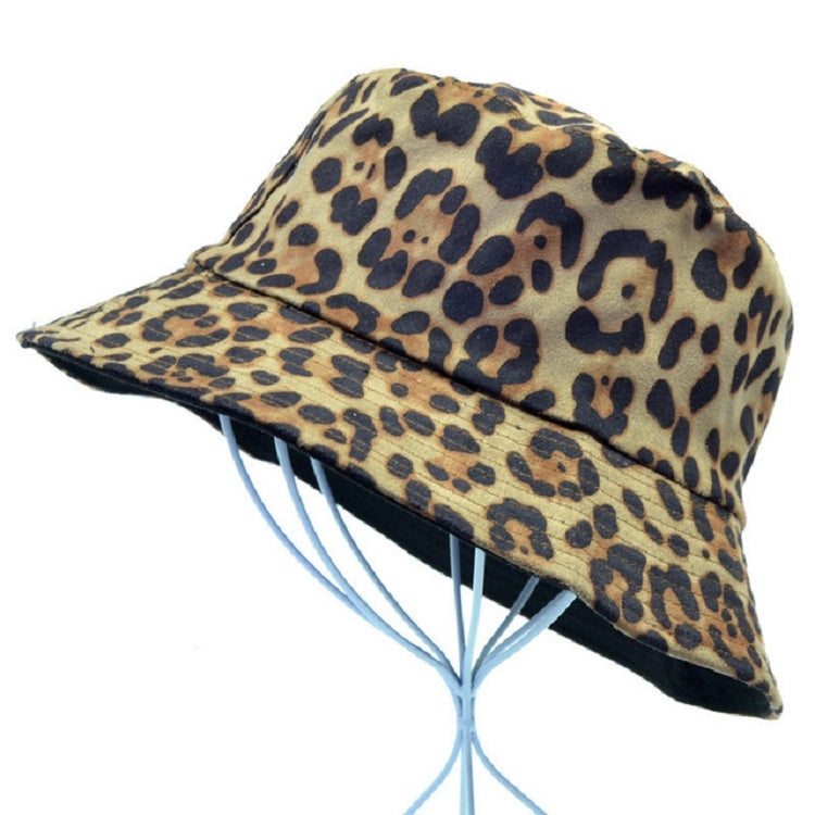 Leopard Double-sided Wearable Fisherman Hat Outdoor Sun Hat Retro Basin Hat, One Size