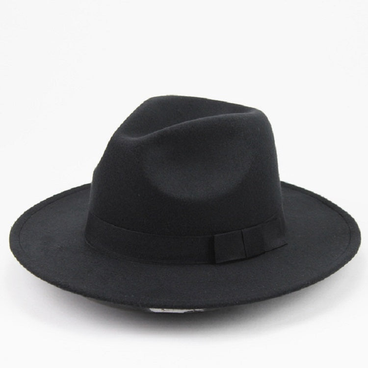 Men / Women Retro British Style Wool Jazz Cap Big Edge Sun Hat