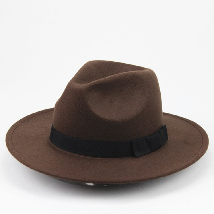 Men / Women Retro British Style Wool Jazz Cap Big Edge Sun Hat