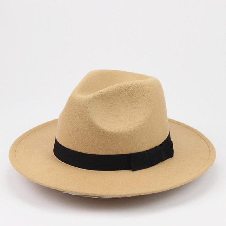 Men / Women Retro British Style Wool Jazz Cap Big Edge Sun Hat