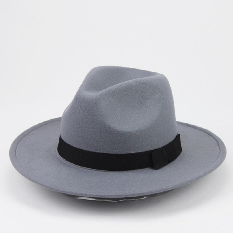 Men / Women Retro British Style Wool Jazz Cap Big Edge Sun Hat