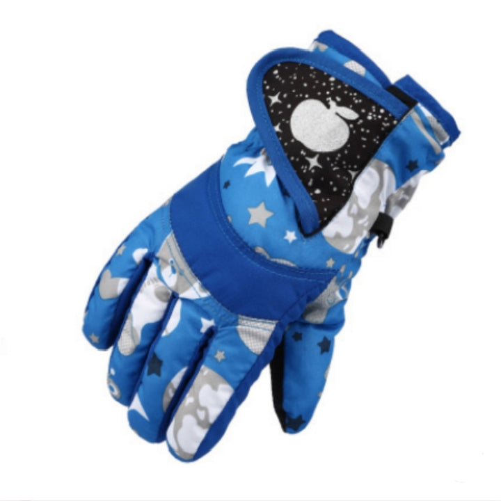 Children Full Finger Ski Gloves Waterproof Padded Warm Riding Gloves, 3-6 Years Old