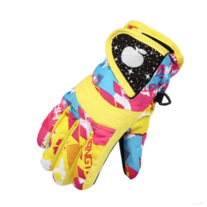 Children Full Finger Ski Gloves Waterproof Padded Warm Riding Gloves, 3-6 Years Old