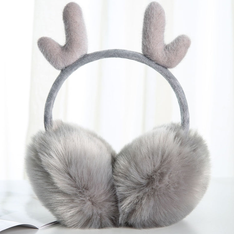 Antler Plush Earmuffs Winter Warm Fashion Retractable Ear Warmer, One Size